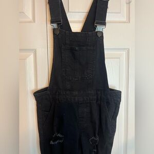 Dollhouse size 3 black tattered overalls